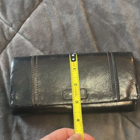 Fossil Ellis 29 Black Leather Wallet Clutch - Picture 7 of 11
